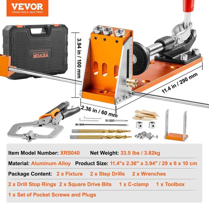 Set profesional pentru imbinari ascunse Pocket Hole jig