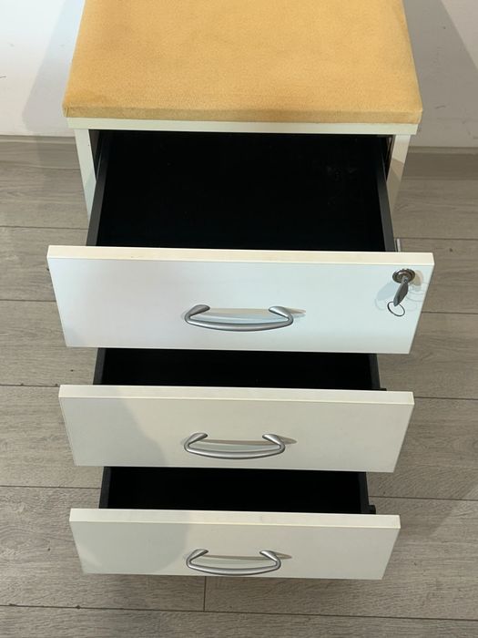 Rollbox cu 3 Sertare, Taburet; Mic Dulap Birou; Comodă; Casetieră; Noptieră
