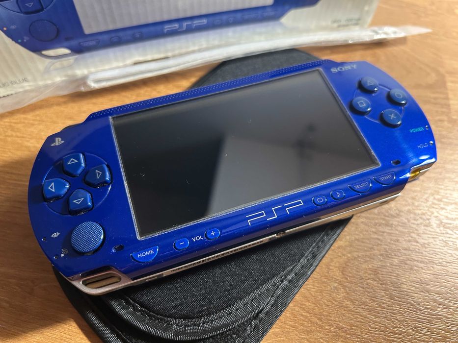 PSP 1000 Metallic Blue modată, cutie originală — gata de joc | Japonia
