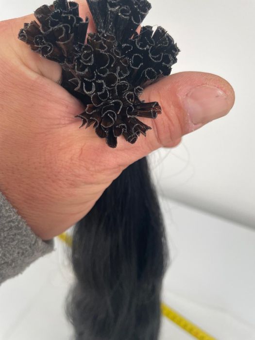 Extensii cheratina negru#1,50cm par natural 100% set 100 suvite