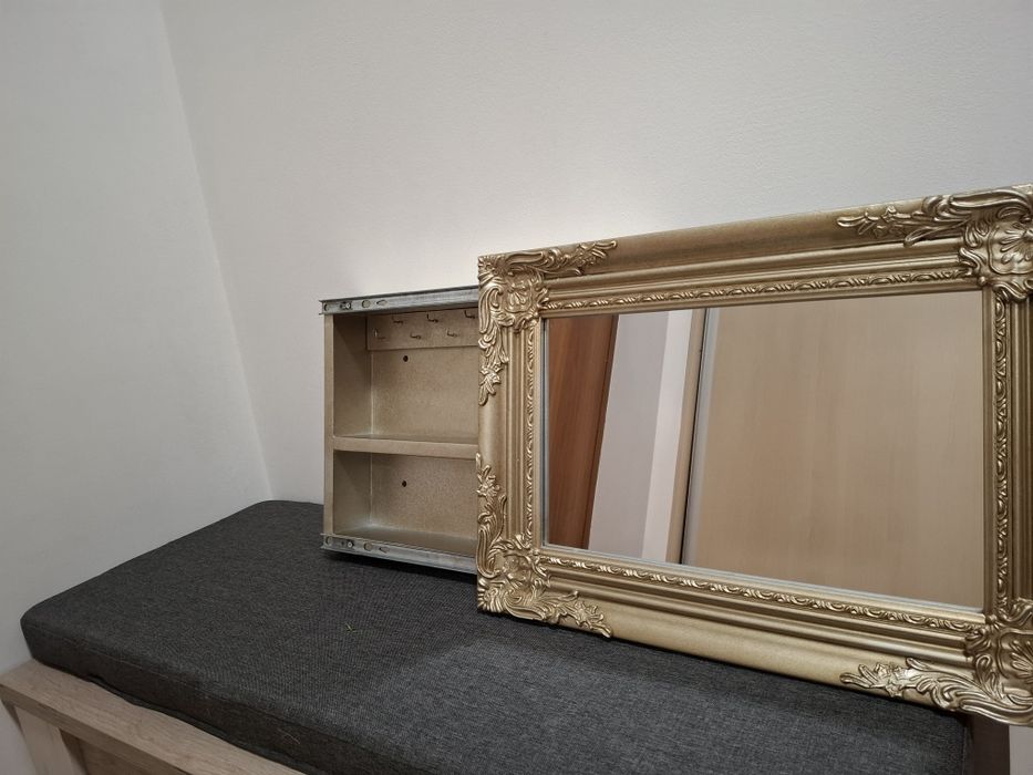 Vand cutie suport pentru chei, de perete, cu oglinda si rama ornament