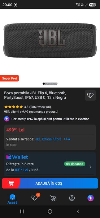 Jbl flip 6 boxa portabila