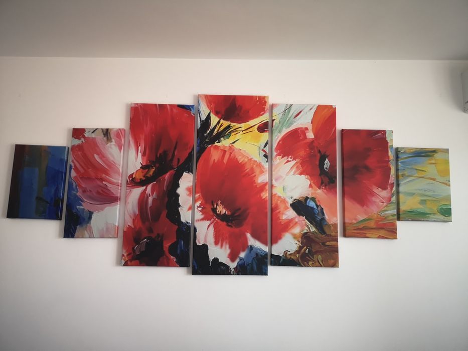 Set Tablou DualView Startonight Flori Rosii in Buchete, 7 piese, lumin