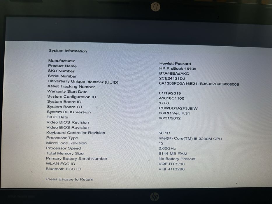 HP Probook 4540S на части
