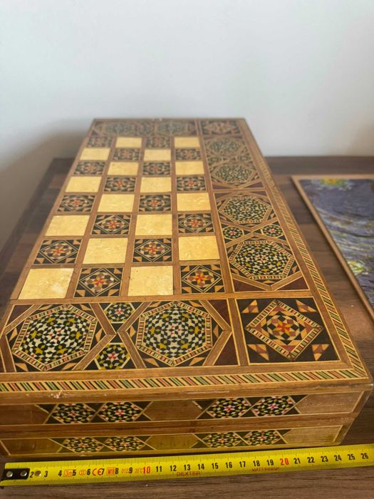 Set table din lemn cu marchetărie orientală, 50 × 25 cm, complet