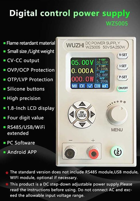 Sursa laborator 50V 5A WZ5005 USB C sursa de curent continuu reglabila