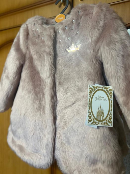 Детская шубка Disney Princess для девочки, розовая, 3 года (98 см)