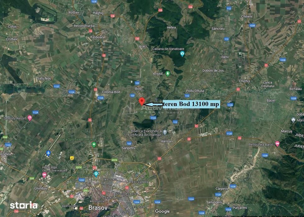 arabil zona Poiana Craitei, pe deal, panorama spre Lempes, 3 cai acces