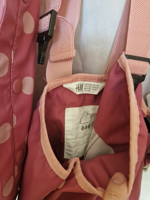 Комплект детски гумиран дъждобран, гащеризон и ботуши - до 2 години