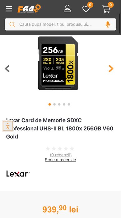 Card Lexar SDXC 1800x 256GB V60 gold