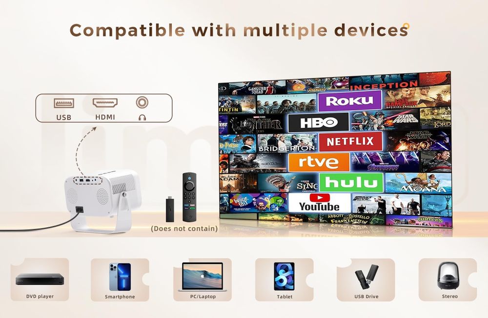 Висококачествен Проектор Jimveo 1080p Full HD  WiFi 6 и Bluetooth 5.2