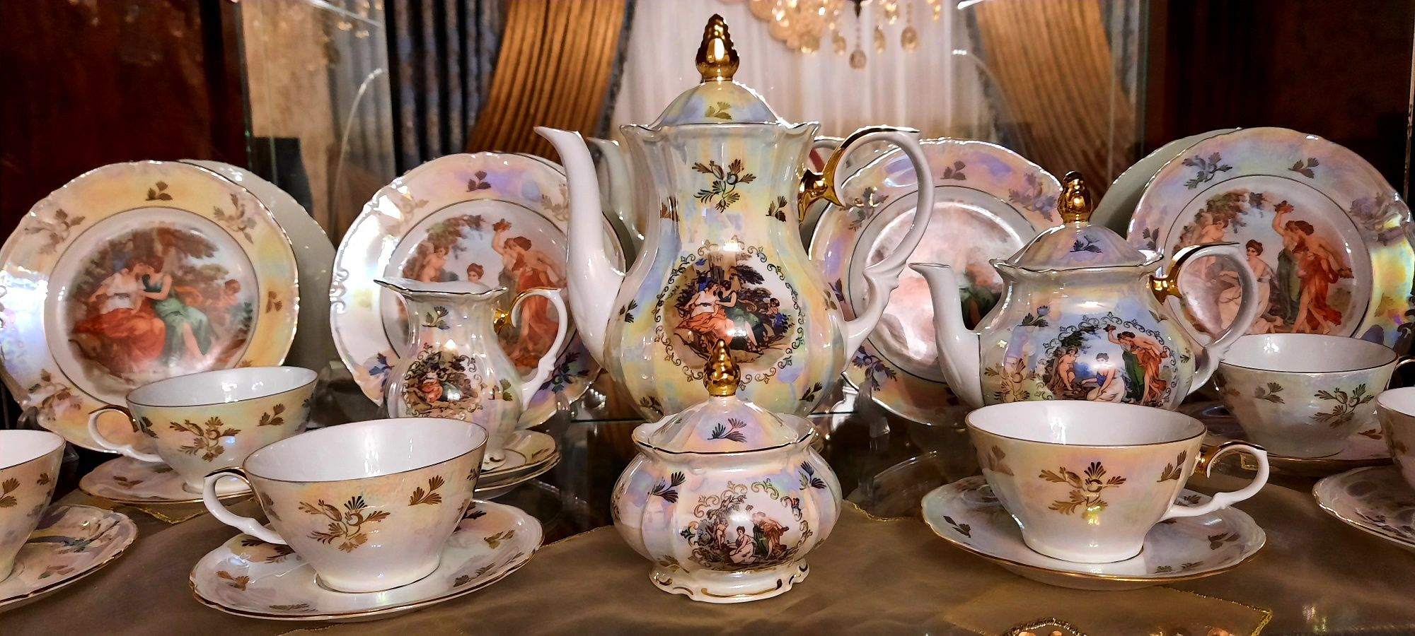 Чайно-кофейный сервиз Мадона "Золотая шишка"ГДР "KAXLA". Антиквариат ...