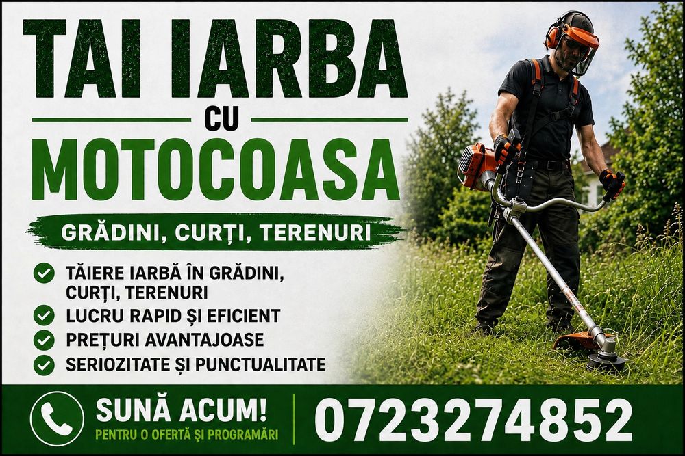Tund iarba cu motocoasa