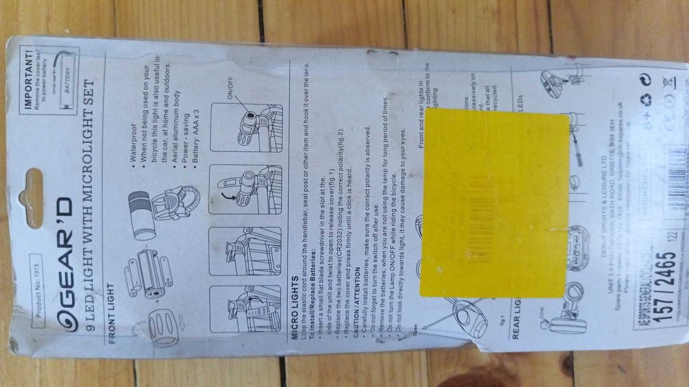 Комплект фар стоп габарити за велосипед колело Gear'D