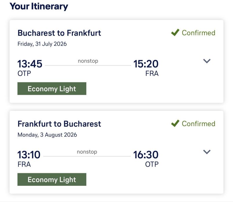 Bilet avion Bucuresti-Frankfurt
