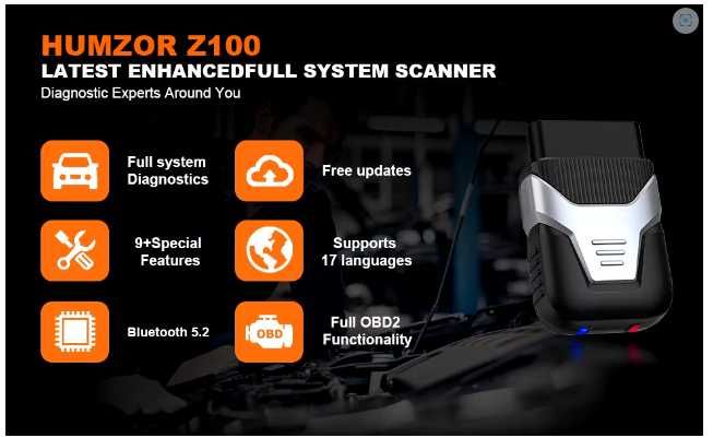 Diagnoza AUTO 2024 prin BT OBD2 Scanner HUMZOR Z100 Full System OBD II