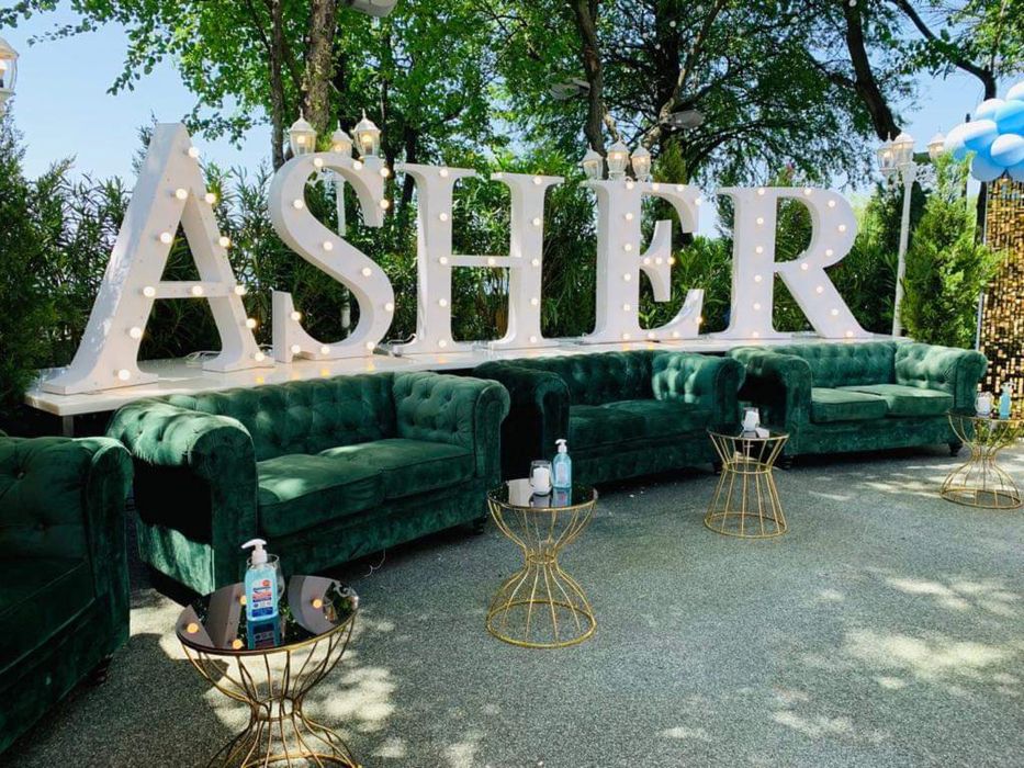 Litere Volumetrice Luminoase decor botez nunta baloane arcada baloane