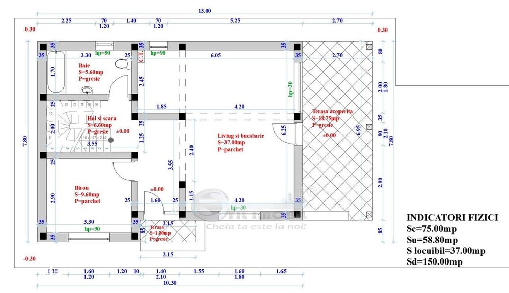 Teren cu autorizatie pentru vila 5 camere, 3 bai, P+1E, de vanzare in