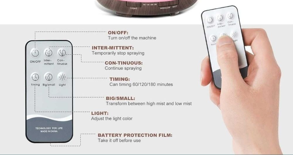 Арома лампа/ Ел. дифузер  с 2 бр. етерични масла, 500мл
