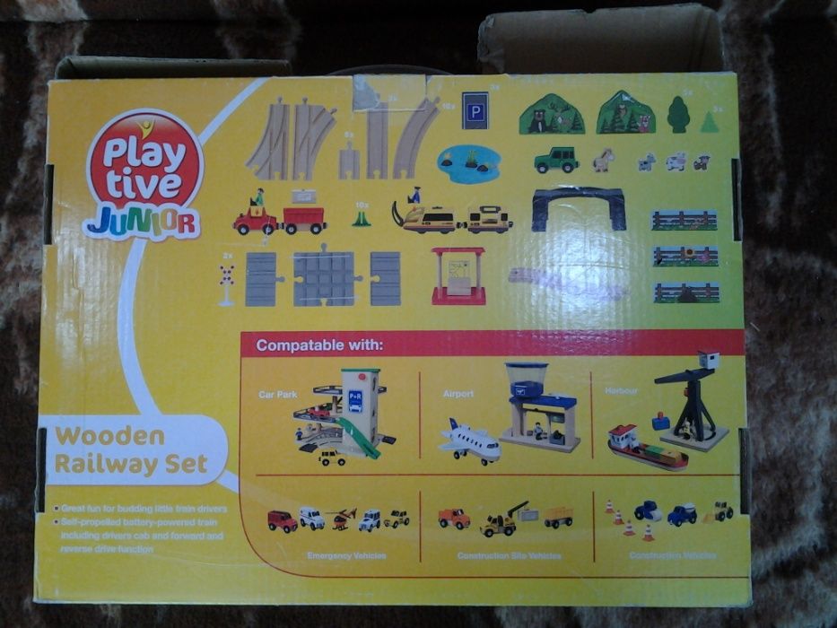 Play - Tive Wooden Railway Set jucarie copii +3 ani