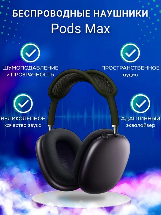 AirPods Max, 1:1,  Эйрподс макс, Айрподс, AirPods 4, С шумоподавлением