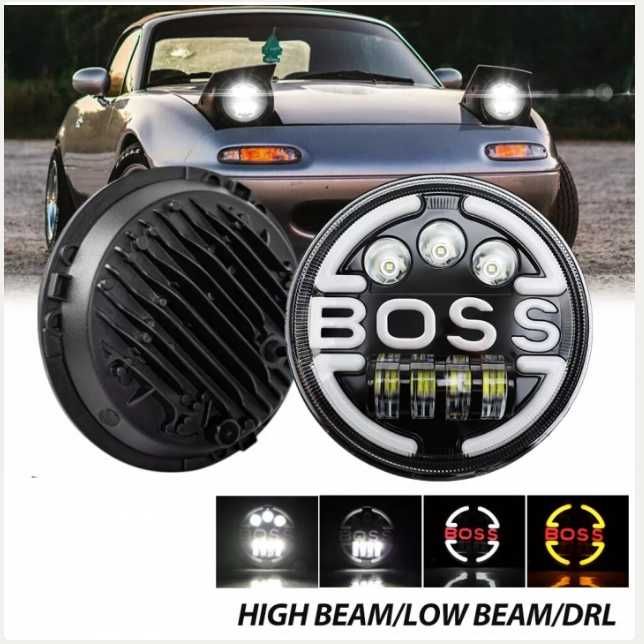 LED фар 7" инча 18см 12V-24V 6500lm за АТВ джип мотоциклет камион и др