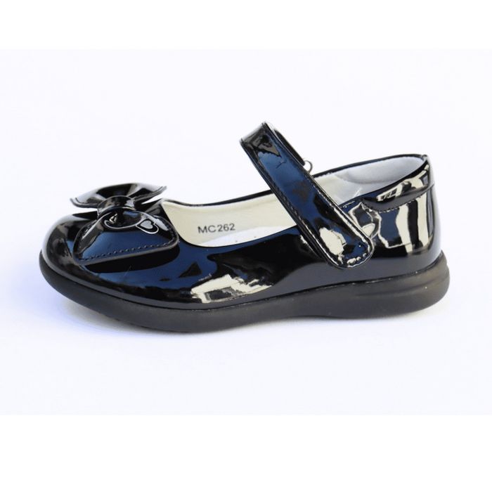 Детски черни официални лечение обувки Apawwa