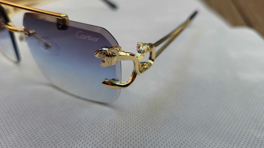 Ochelari de soare Cartier Rimless 8809 lentila albastra degrade