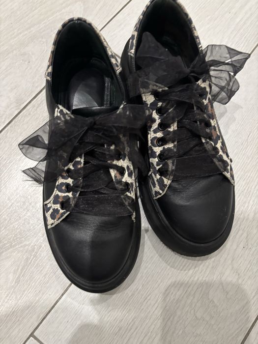 Кецове естествена кожа черни 36 номер