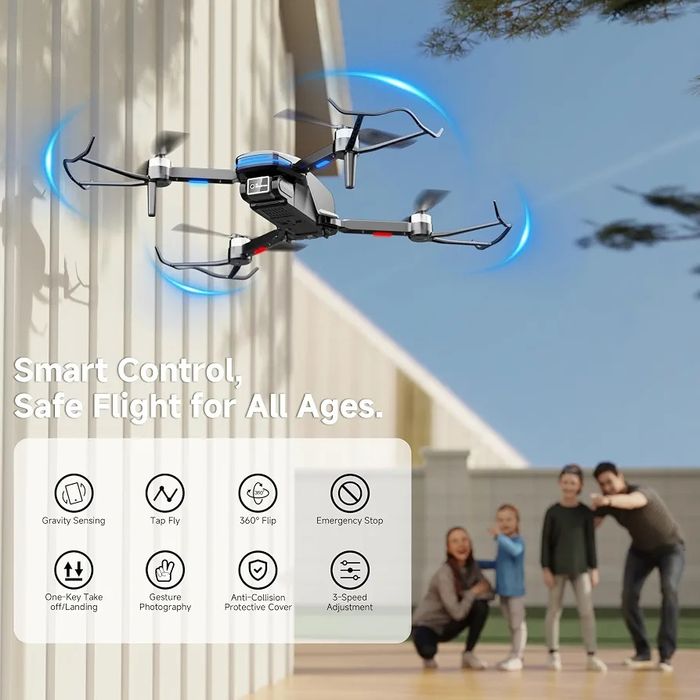 Super pret! Dronă 4K Pliabilă cu Motor Brushless + 2 Baterii +  Telecomandă + Geantă, pentru copii, adulti, SIGILATA