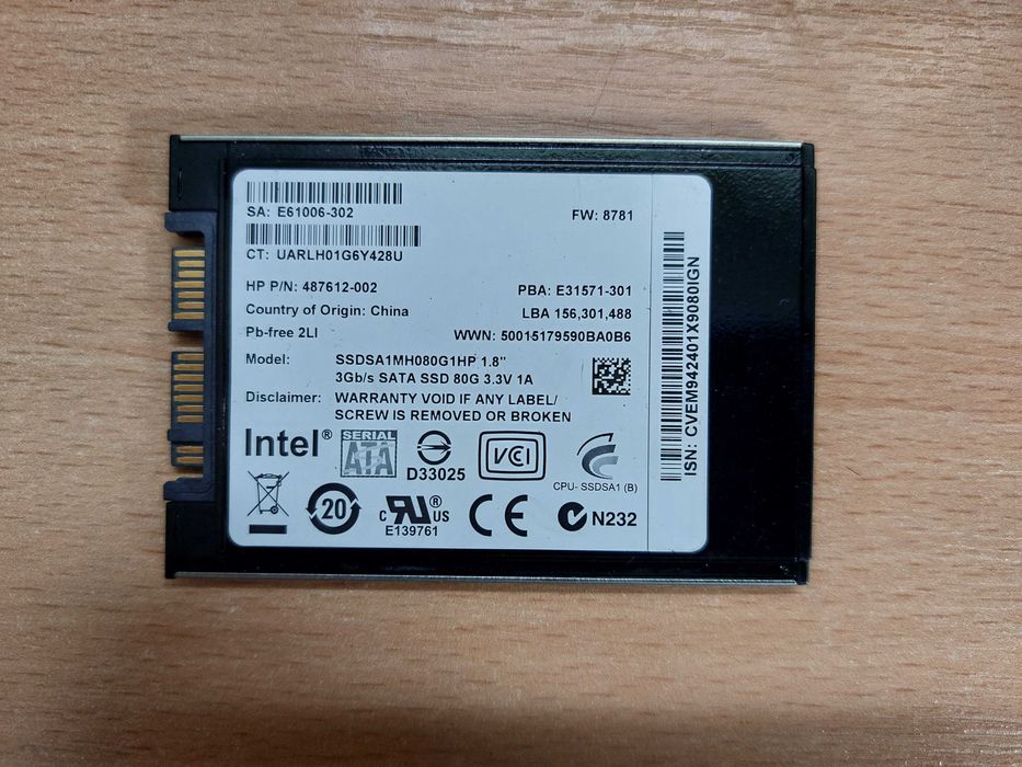 Hard Disk SSD 1.8 inchi-HP2530p-HP2540p