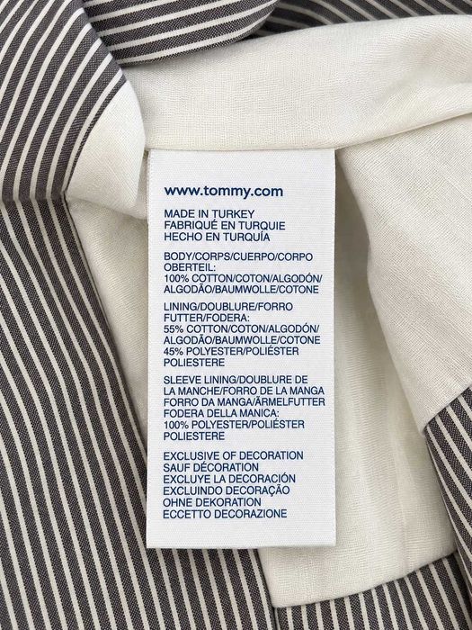 Tommy Hilfiger – Sacou damă cu dungi alb-negru, mărimea S 100% bumbac