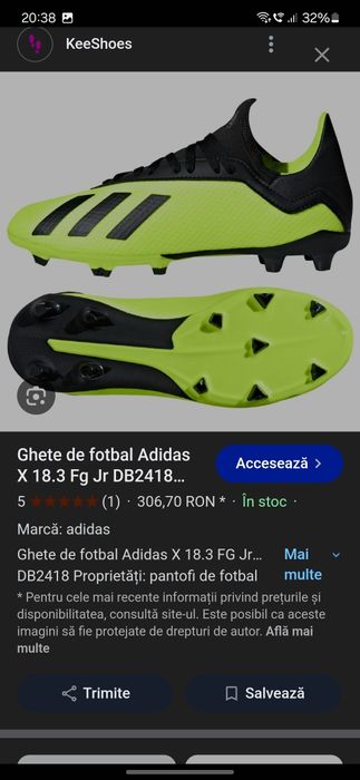 Adidas X 18.3 FG originali 36 ghete fotbal crampoane sintetic