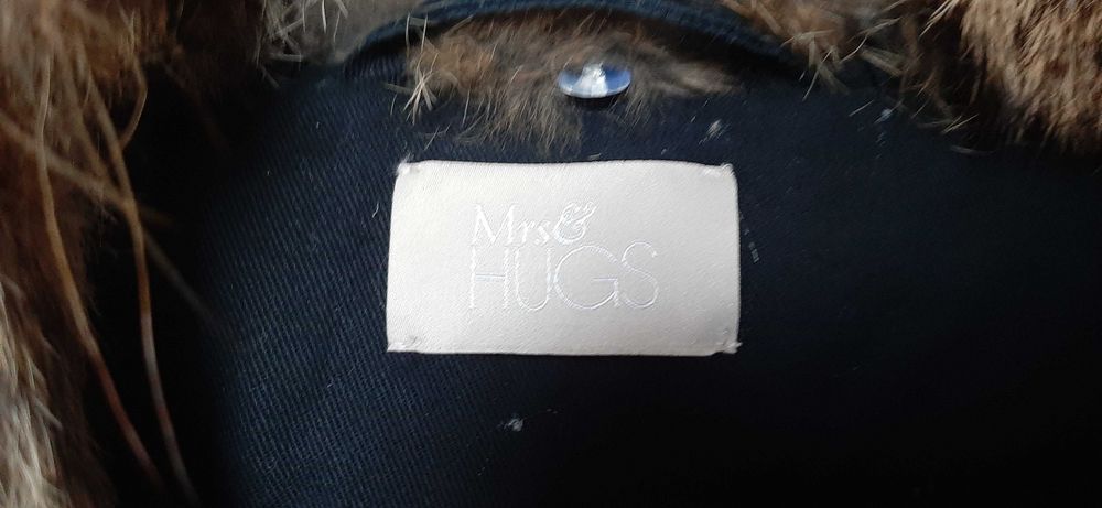 Тъмно синьо яке с кожена   качулка