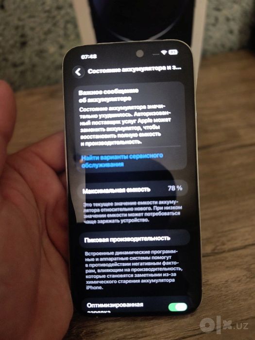 iPhone 14proMax 
Rangi. Oq
Batariya 77% 
100% hamma joyi ishlaydi usta
