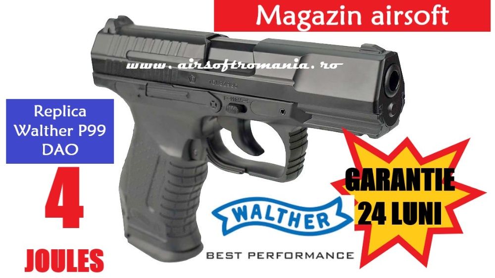 Pistol Walther P99 DAO CO2 putere 4.5 Joules PUTERE MAXIMA