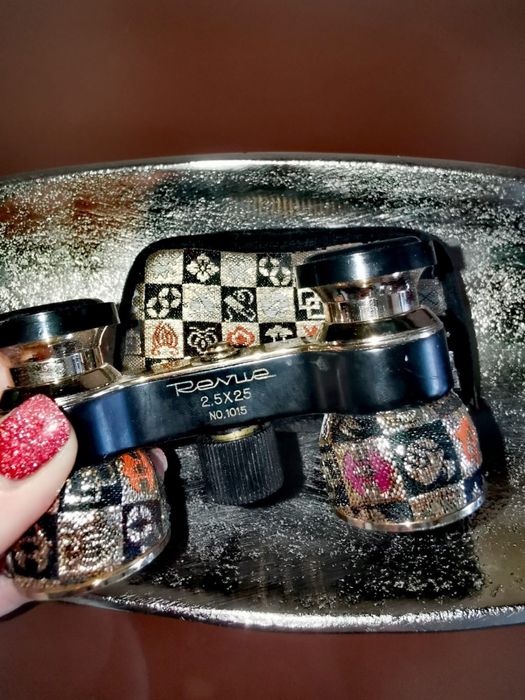 Антикварни оперни очила бинокъл Revue комплект с чанта от Япония