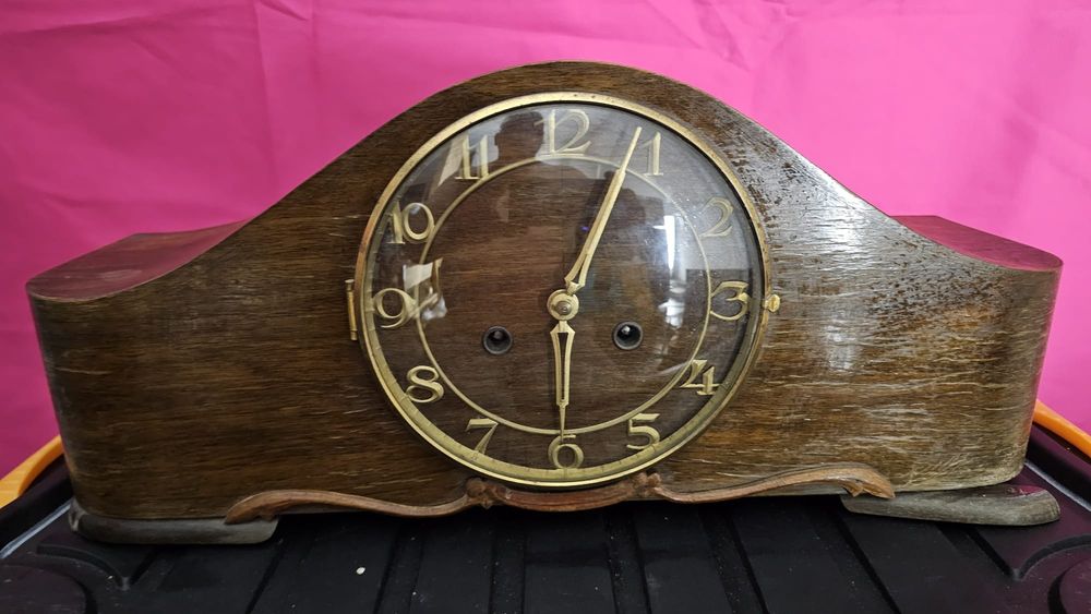Ceas șemineu mecanic vintage din lemn – model clasic