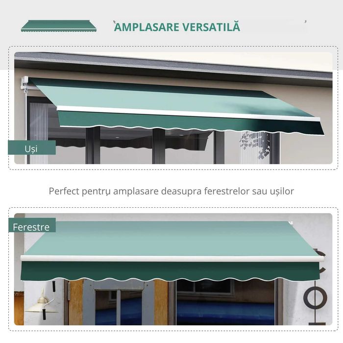 Copertină Verticală Rulantă 2.5x2 m,din Poliester, pentru Balcon sau Terasă, Verde , x3 buc