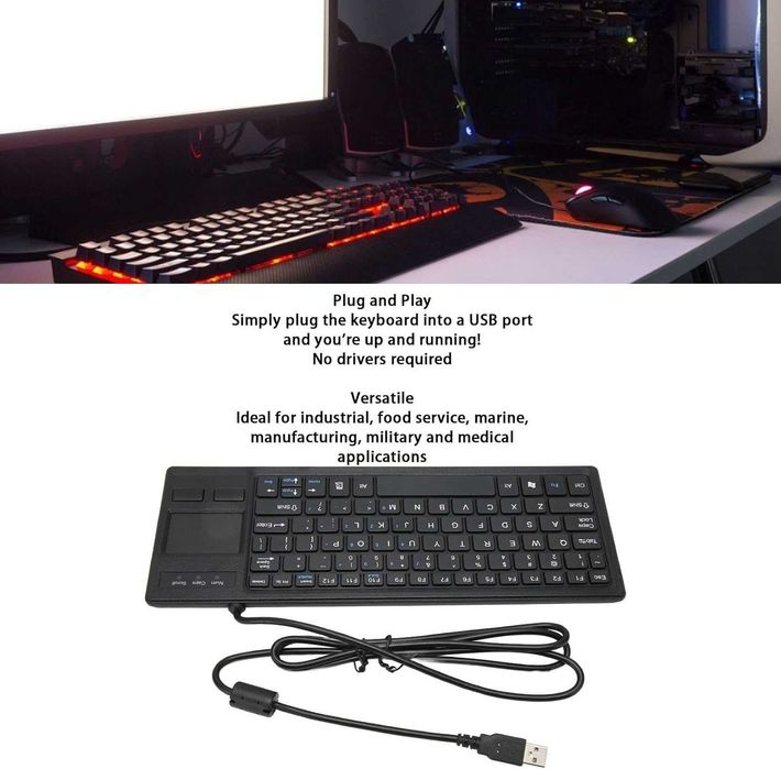 Клавиатура LICAEVEY K 800 с тъчпад, USB кабелна с вграден USB хъб