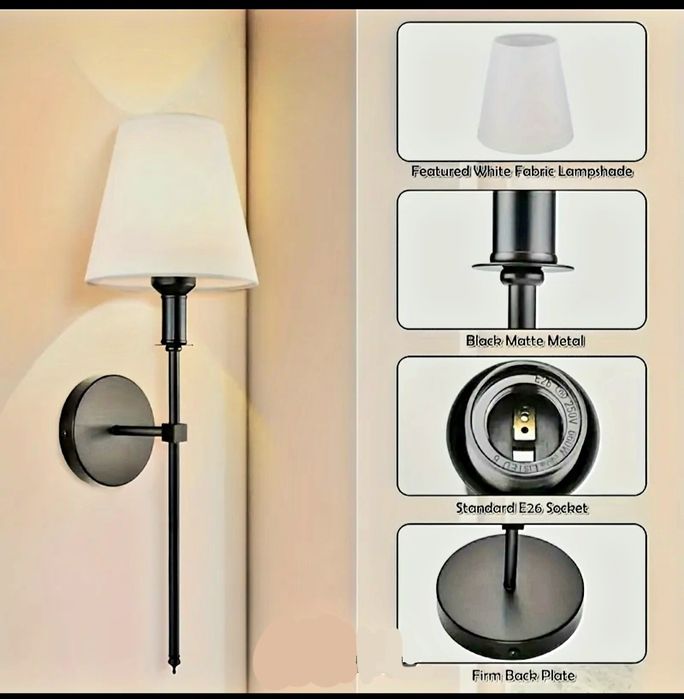 Стенен аплик черен мат