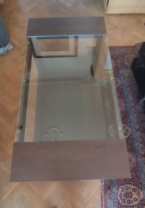 Ниска холна маса Венге ПДЧ и Стъкло 120 х 60 х 41см височина