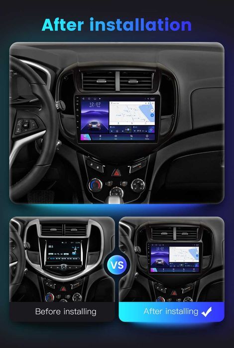 Navigatie Android 14 CHEVROLET AVEO 2016-21 1/8 Gb Waze CarPlay CAMERA