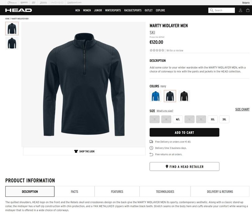 HEAD MARTY, среден слой, S,M,L,XXL, нова, оригинална мъжка блуза