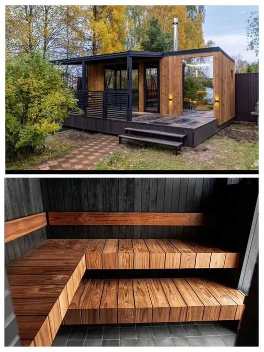 Каркасная баня с террасой 4×6 м