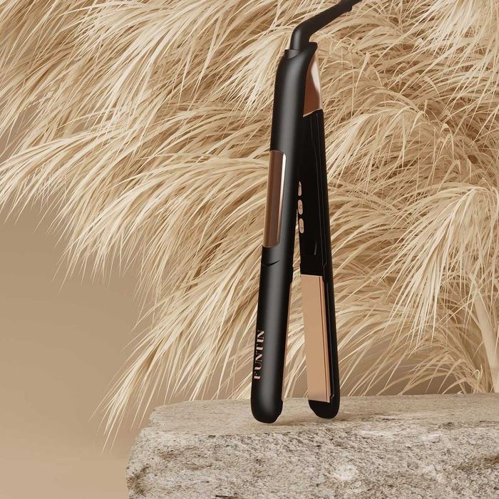 FUNTIN S10 2 в 1 Преса за коса титаниева 1 инч (черна роза, златисто)