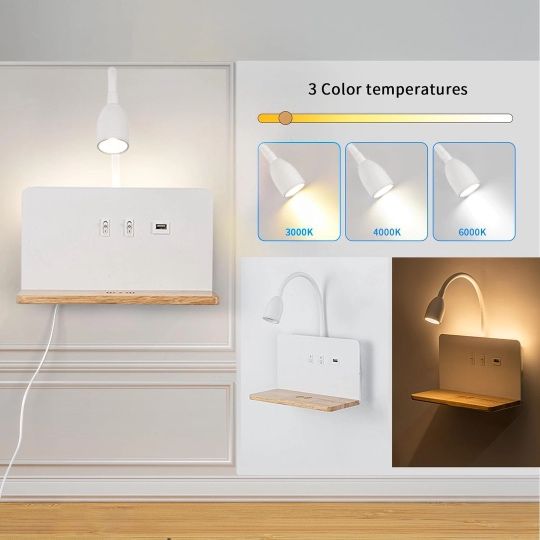 Lampa perete incarcare telefon wireless alb/negru diaponibile ca set