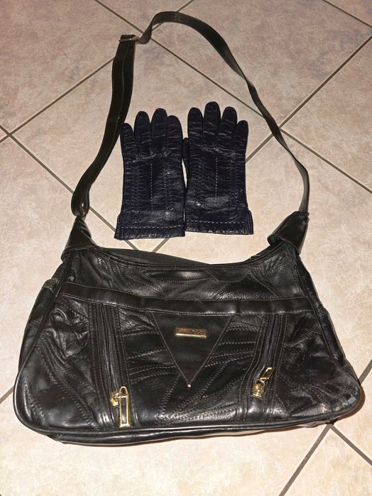 Продавам дамска маркова чанта  и черни ръкавици от естествена кожа