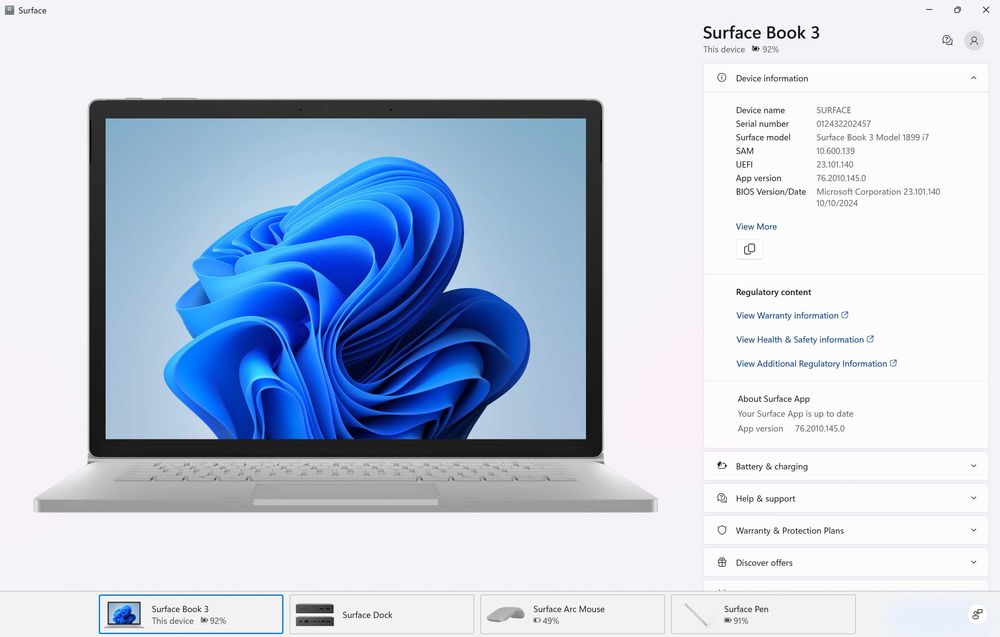 Microsoft Surface Book 3 15" i7 32GB GTX 1660 Ti + Surface Dock + Arc Mouse + Pen - PACHET COMPLET