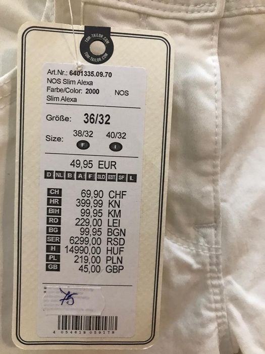 Jeans alb Tom Tylor 36/32